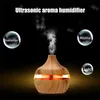 300ml Mini diffusore di olio essenziale portatile per aromaterapia Umidificatore di bambù Grano del legno Diffusori di nebbia fredda ad ultrasuoni con cambio 7 LED Luce notturna a colori