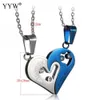 Mode- roestvrijstalen heren vrouwen paar ketting hanger hart liefde I love you hangers kettingen puzzel matching mode-sieraden