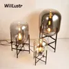 Nordic Glass Table Lamp Iron Stand Upright Light Hotel Store Living Room Sofa Corner Study Bedside Luxury Decorative Lighting