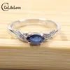 HotSale Natural Sapphire Ring 3 * 6mm Naturlig safir ädelsten Silverring Solid 925 Silver safirring från kinesisk m