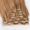 VMAE European Brazilian Human Hair 20 Inch 160g #27 Double Drawn Strawberry Blonde Straight Clip Ins Human Hair Extensions