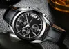 Crrju Watch Mens Watches Top Brand Luxury Men Casual Leather Waterproof Chronograph Men Sport Quartz Clock LeLogio Masculino277r