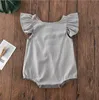 Kids Designer Kläder Baby Falbala Ruffle Sleeve Rompers Sommar Solid Ärmlös Triangel Jumpsuits Onesies Spädbarn Mjuk Bodysuit PY646