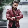 Oeak 2019 Leather Leather Men Men stack stap style الأكمام الطويلة.