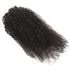 Moda Preto Kinky Curly Trançado Cabelo Bundles Ponytail Humano Cabelo Extensão Cordão Clipe Na Banda Ealstic Pony Tail Honeypiece natural 1b