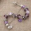 Temperament Clover Pendant Bracelet for Pandora Jewelry Silver Plated with Box Luxury Designer DIY Purple Beaded Pendant Bracelet