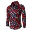 Hawaiian Beach Summer Shirt New Men's Long Sleeve Casual Shirt Fashion Rose Flower 3D Printed Floral Turn-Down Collar Sli