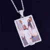 Aangepaste Pos-kettingen Vergulde Po Memory-hangerketting Bling Zirkoon verharde hiphopkettingen met touwketting voor heren6520250