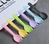 100 pièces 11.5x3.3cm (4.5x1.3 pouces) emballés individuellement en plastique jetable spork fourchette dessert glace yaourt gâteau cuillère couverts SN1475