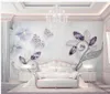 Papier peint 3D personnalisé Violet Cristal Fleur Papillon 3D Stéréo Bijoux Fonds d'écran TV Fond d'écran Fond d'écran pour salon