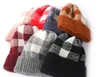 Plaid Print Knitted Cap Fashion Baby Keep Warm Winter Hat Outdoor Adult Sports Ski Hat Kids Woman Beanie Cap JXW502