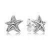 Real 925 Sterling Silver Starfish Studd Brincos Caixa Original para Pandora CZ Diamante Mulheres Meninas Brinco Conjunto