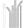 Pliez la paille droite en acier inoxydable 6mm 8mm 12mm pailles à boire 7 "8.5" 9.5 "10.5" barre de fête en métal réutilisable boissons QW7544