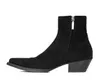 Hot Sale- Man Paris Lukas Boots Suede Pointed Toe Zipper Fashion Show Quality Boots Shoes