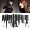 10 sztuk / zestaw Profesjonalne szczotka do włosów Grzebień Fryzjer Anti Static Gruba Grzywny Ząbkowany Ogon Hairbrushing Combs Styling Pielęgnacja włosów