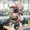 3 in 1 kinderwagen Hoge weergave met veiligheidsauto Seat Carriage Two-Way Pasgeboren Trolley Light Four Wheels