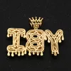 Colliers avec lettres de nom personnalisées pour hommes, bijoux Hip Hop à la mode, or glacé, couronne en argent, pendentif avec lettre initiale, 273z, A-Z