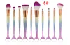 10 stücke/1 los Meerjungfrau Make-Up Pinsel Set Foundation Blending Pulver Lidschatten Kontur Concealer Erröten Kosmetik Make-Up