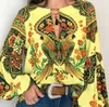 2020 Summer S-5XL Women Bohemian Clothing Blouse Shirt Vintage Floral Print Tops Ladies Blouses Blusa Feminina Plus size V-Neck Clothes