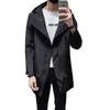 Trench da uomo Cappotto da uomo Cappotto lungo Cappotto Cappotto Uomo Autunno Giacca College Style Coreano e Giacche Oversize Giapponese Giapponese Nero Streetwear