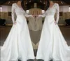 Pizzo in raso a maniche lunghe abiti da sposa a maniche lunghe 2019 abiti da sposa formali alti trasgenti con tasche abiti da sposa boho su misura realizza