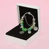 New green glass beads pendant bracelet for Pandora Silver-plated jewelry high quality DIY beaded ladies bracelet with original box birthday