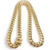 Miami Cuban Link Chain 18K Gold Plated Necklace Hommes Punk Bijoux en acier inoxydable Colliers