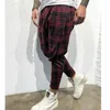 Sexy High Waist Spring and Summer Fashion Pocket Men's Slim Fit Plaid Straight Leg Trousers Casual Pencil Jogger Casual Pants