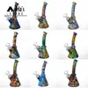 Silikon bongs vatten rök hookah tryck 6,5 tums downtem + fri glasskål 14.4mm gemensamma blandade färger matkvalitetsrör dab 484