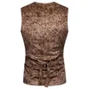 Gilet da uomo Fashion-Leopard Capispalla da uomo casual senza maniche con bottoni Abbigliamento maschile