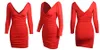 اللباس أزياء المرأة سليم مثير الخامس الرقبة طويلة حزمة كم بات كبير الحجم النساء اللباس الأبيض الأحمر الأسود حجم S-XL