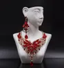 Luxury Crystal Beaded Bridal Jewelry Africa color exaggerated bride necklace earrings set alloy Cheap 2020 Necklace9013321