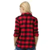 Женщины красная клетчатая рубашка с длинными рукавами повседневные классические свободные смарт-блузки хлопковая смесь 0263 м до XXL