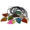 Fashionable Natural Gem Pendant DIY Multicolor Heart-Shaped Agate Stone Slices Läder hänge