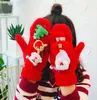 Moda-Otoño e invierno par guantes de lana guantes de muñeca de regalo de Navidad de doble engrosamiento con cuello colgante de cuerda guantes de Navidad