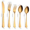 Colorido 5 Pçs / conjunto de talheres de talheres Talheres Talheres Faca Faca Colher Colher Teaspoon Acessórios de Cozinha para Casamento Casa Festas