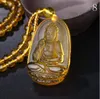 Hochwertige natürliche Citrin geschnitzt Buddha Statue glücklich Amulett Anhänger Halskette Damen Herren Schmuck Heilkristall Aura Stärke