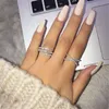 Eenvoudige Leuke Vrouwelijke Volledige CZ Diamond Finger Ring Luxe Sieraden 925 Sterling Zilveren Verlovingsring Kleurrijke Zirkoon Ringen Voor vrouw Gift