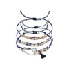 Elegante design artesanal tecido azul cabo colorido cordão de cristal fio pulseiras