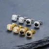 Hip Hop Mens Stud Earrings Jewelry New Fashion Round Gold Silver Black Mens Diamond Iced Out Earrings Gift274c