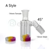 Nouveau 14mm 18mm Mâle Femelle Cendrier En Verre Avec 10ML Récipient En Silicone Récupérateur Cendriers Pour Quartz Banger Verre Eau Bongs265F