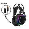 Colorful LED Gaming Headphones USB 7.1 Girl Pink Noise Canceling Stereo Headsets for PC Computer Laptop Phone Games 3.5mm Mic Earphone