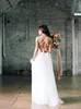 2020 New boho wedding dress chiffon lace with spaghetti straps cross back beach wedding dresses Vestido De Noiva 593