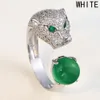 soltar real prateado leopardo stones anéis jóias de moda animal azul cristal de cristal anel de casamento para mulheres
