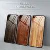 Étuis minces et brillants en verre trempé à Grain de bois pour iPhone SE 11 Pro Max XS XR X 8 7 6 Plus 12