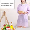 Women Floral Waterproof Long Sleeve Kitchen Cooking Baking Apron Working Smock Home Cooking Apron