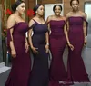 2019 Ülke Güney Afrika Yaz Nedime Elbisesi için Sıcak Bordo Üzüm Mermaid Düğün Konuk Hizmetçi Onur Kıyafeti Artı Boyutu Custom Made
