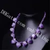 10 sztuk Naturalny FreeForm Surowy Amethyst Point Kamień Naszyjnik z 6mm Faceted Ametyst Kryształ Koraliki Luty Birthstone Choker Naszyjnik Biżuteria