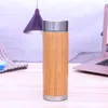 Bambu vattenflaska Rostfritt stål Vakuumkopp Isoleringskål med Tea Infuser Strainer 350 ml 450ml Bamboo Cup
