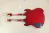 Guitare électrique à double manche rouge avec matériel doré et micro 12 cordes 6 cordes de haute qualité personnalisé ser6777247